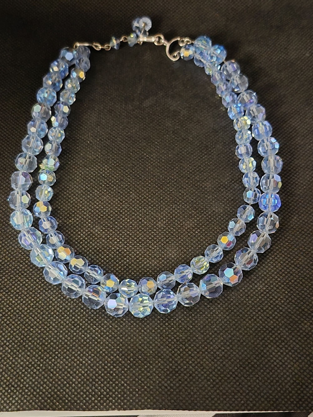 Blue Crystal Bead Double-Strand Necklace